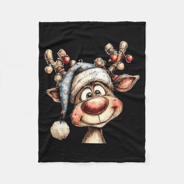 Couverture Polaire Merry Christmas Reindeer Men Women Family Matching (Devant)