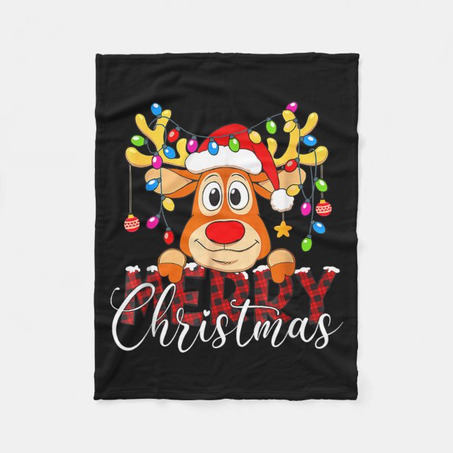 Couverture Polaire Merry Christmas Reindeer Xmas Family Pajamas Buffa (Devant)