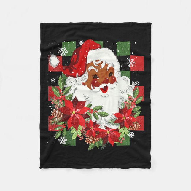 Couverture Polaire Merry Christmas Santa Claus Black Afro African Ame (Devant)