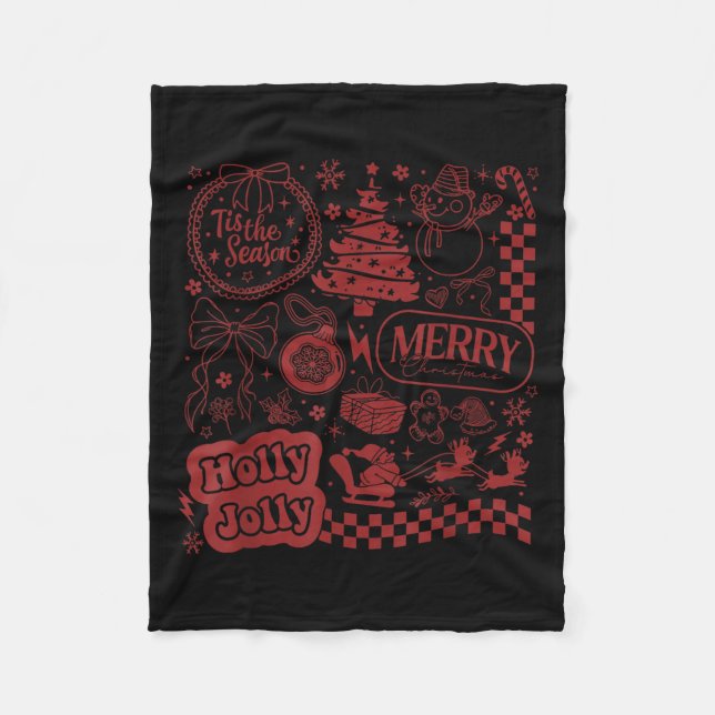 Couverture Polaire Merry Christmas Santa Snowman Reindeer Tis The Sea (Devant)