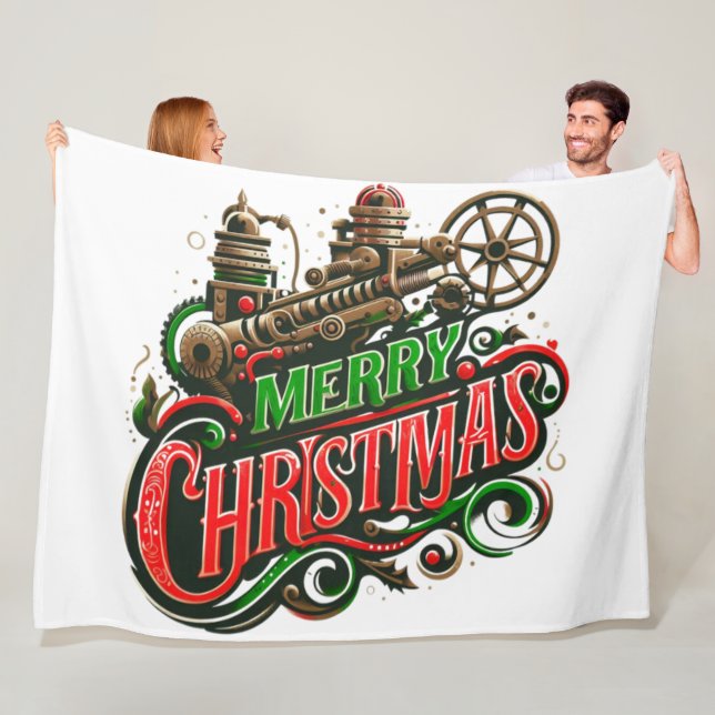 Couverture Polaire Merry Christmas steampunk (En situation)
