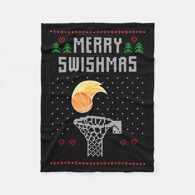 Couverture Polaire Merry Christmas Swishmas Basketball Xmas Gift Ugly (Devant)