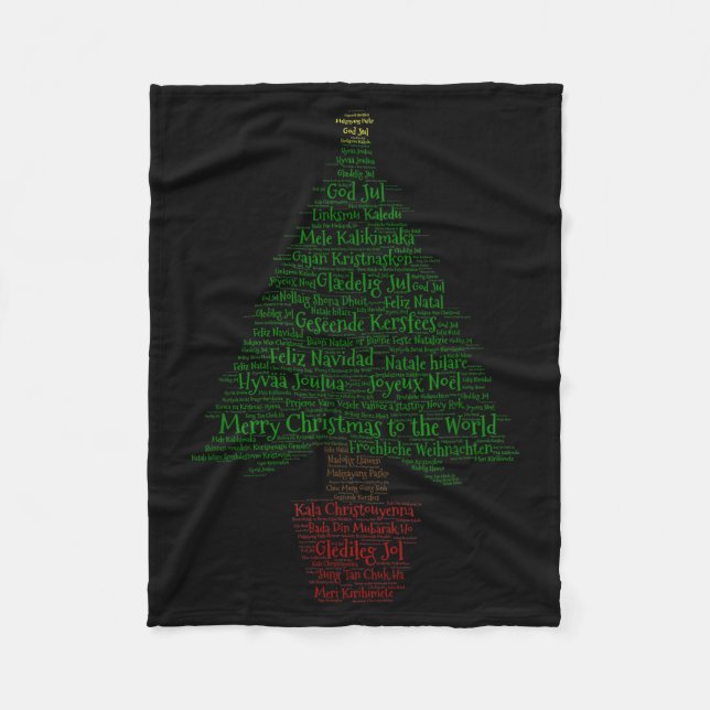 Couverture Polaire Merry Christmas World Languages Word Tree  (Devant)