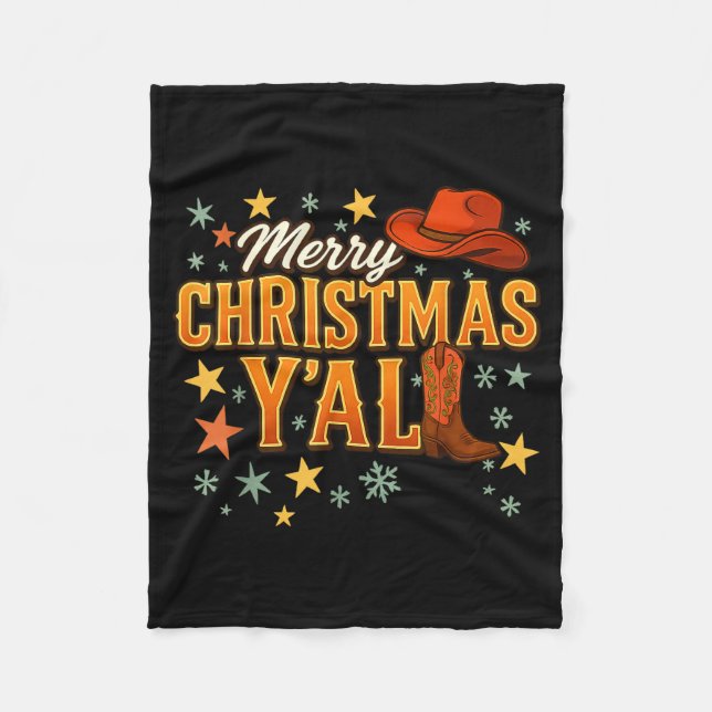 Couverture Polaire Merry Christmas Y’all Western Cowboy Cowgirl Boot  (Devant)