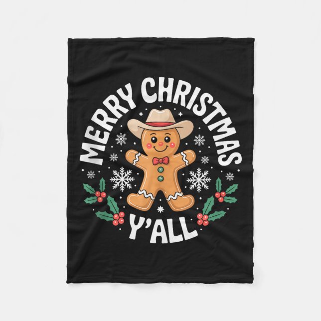 Couverture Polaire Merry Christmas Yall Gingerbread Cowboy Howdy West (Devant)