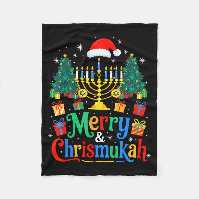 Couverture Polaire Merry Christmukkah Hanukkah Christmas Tree Xmas Fa (Devant)