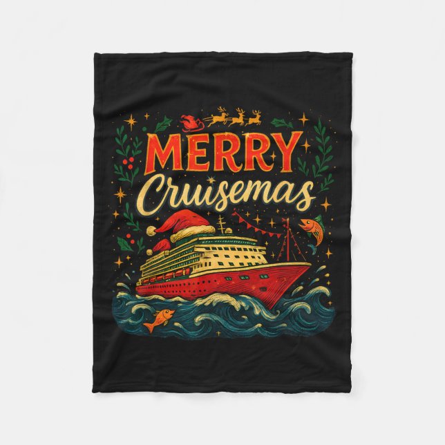 Couverture Polaire Merry Cruisemas Funny Christmas Cruise Vacation  (Devant)