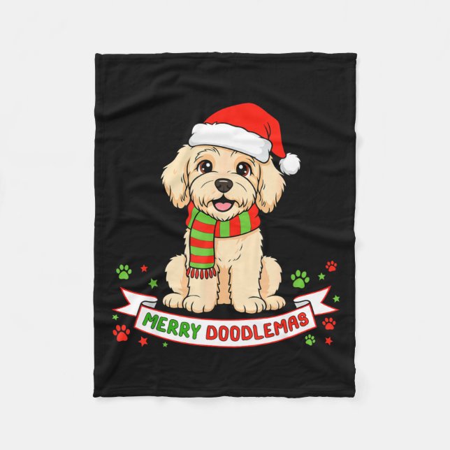 Couverture Polaire Merry Doodlemas Goldendoodle Christmas Doodle Dog  (Devant)