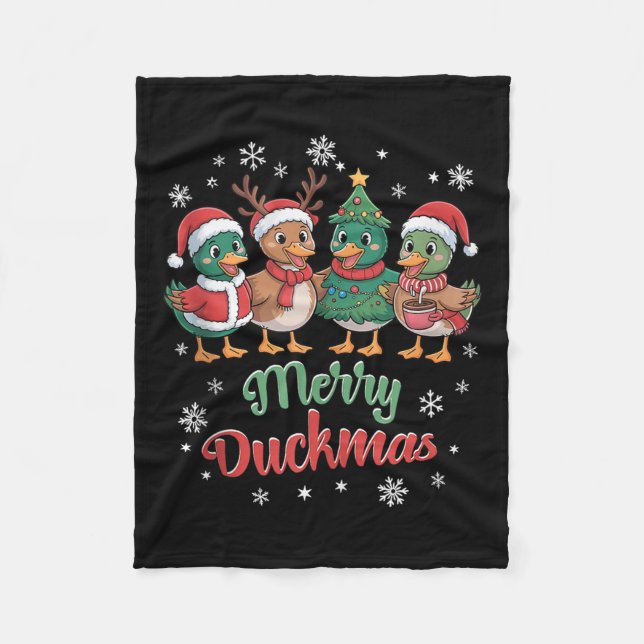 Couverture Polaire Merry Duckmas – Funny Christmas Ducks Holiday Desi (Devant)