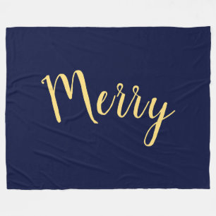 Couverture Polaire MERRY Elegant Holiday Text Marine Blue Arrière - p