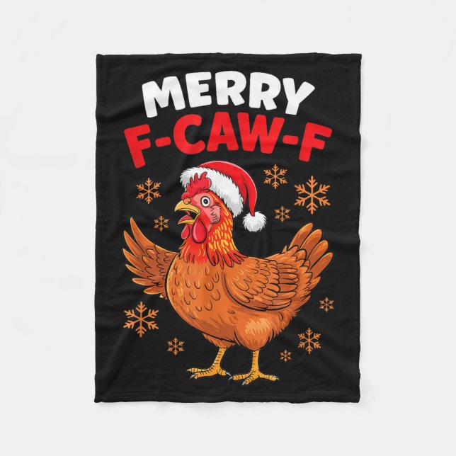 Couverture Polaire Merry F-caw-f Funny Christmas Santa Chicken  (Devant)