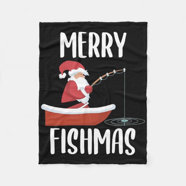 Couverture Polaire Merry Fishmas Drôle Père Noël Pêcheur Christ pêche (Devant)