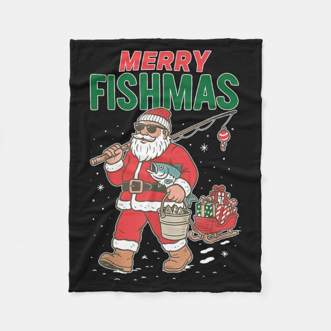 Couverture Polaire Merry Fishmas Santa Fishing Funny Christmas Fisher (Devant)
