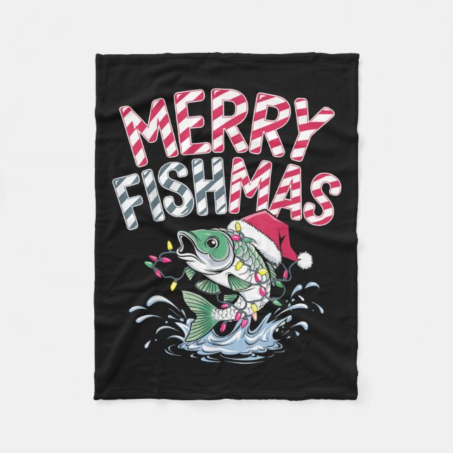 Couverture Polaire Merry Fishmas Santa Fishing Lovers Funny Fisherman (Devant)