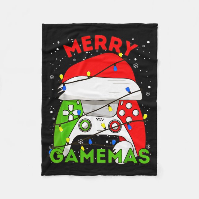 Couverture Polaire Merry Gamemas Santa Hat Gamer Controller Christmas (Devant)