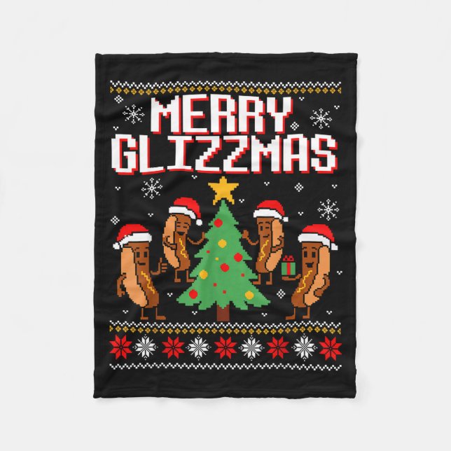Couverture Polaire Merry Glizzmas Funny Merry Christmas Hotdogs Xmas  (Devant)
