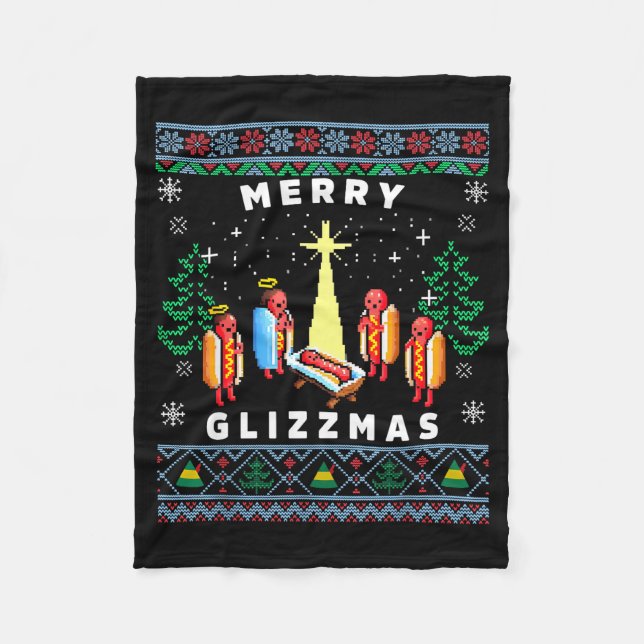 Couverture Polaire Merry Glizzmas Funny Ugly Christmas Sweater Glizzy (Devant)