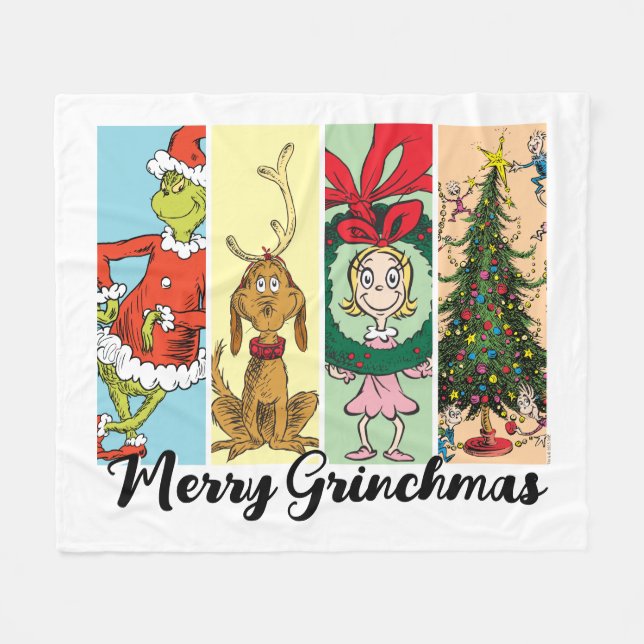 Couverture Polaire Merry Grinchmas Holiday Collage (Devant (Horizontal))