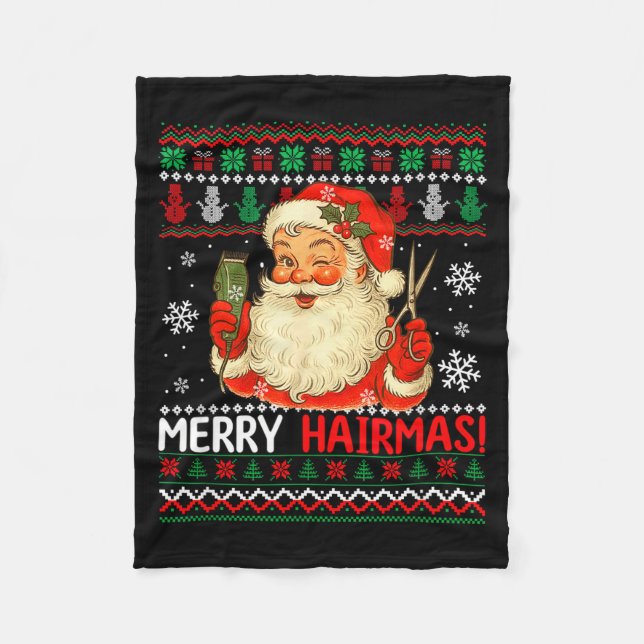 Couverture Polaire Merry Hairmas Christmas Sweater Santa Hairstylist  (Devant)