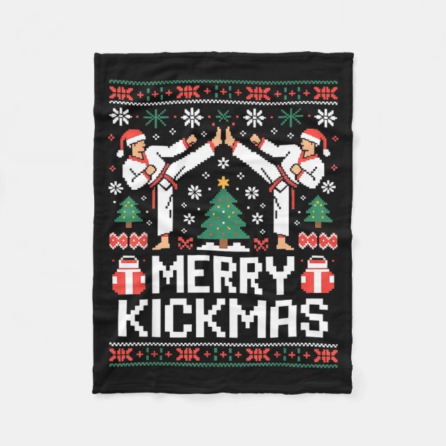 Couverture Polaire Merry Kickmas Karate Jiu Jitsu Ugly Christmas Desi (Devant)