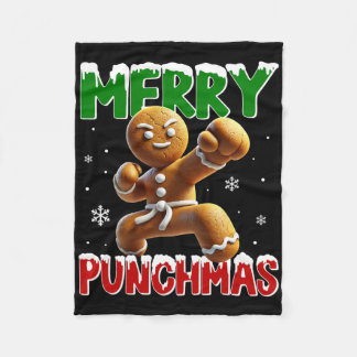 Couverture Polaire Merry Punchmas Taekwondo Karate Gingerbread Man Ma