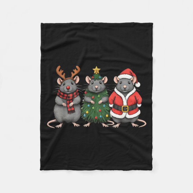 Couverture Polaire Merry Ratmas Christmas Santa Rat Mouse Lover Anima (Devant)
