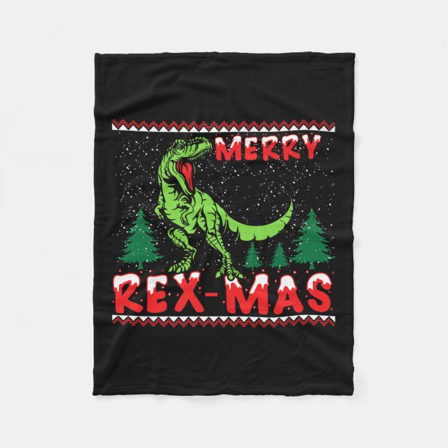 Couverture Polaire Merry Rex-mas T-rex Dinosaur Premium  (Devant)