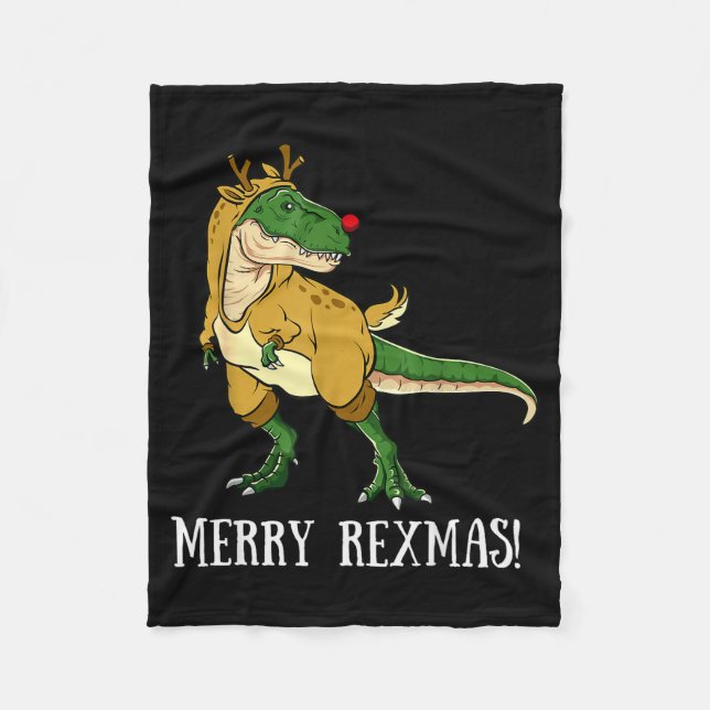 Couverture Polaire Merry Rexmas Reindeer T-rex Rudolph Dinosaur Chris (Devant)
