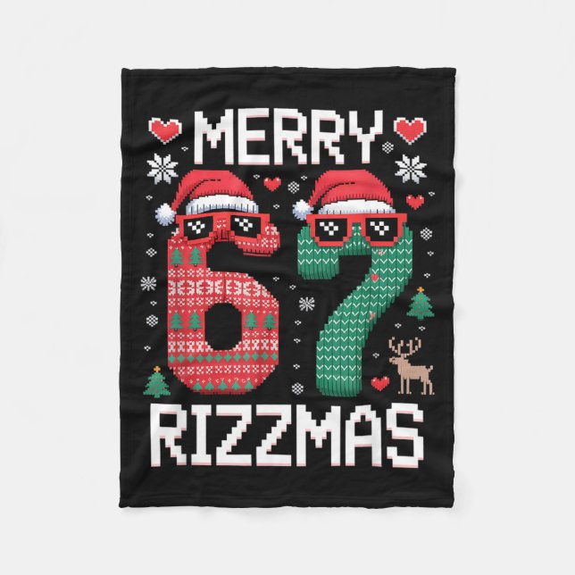 Couverture Polaire Merry Rizzmas 67 Knitted Sweater Sungles Funny  (Devant)