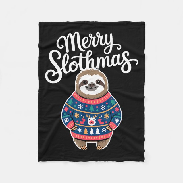 Couverture Polaire Merry Slothmas Sweater Funny Sloth Christmas Pajam (Devant)