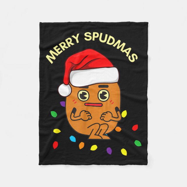 Couverture Polaire Merry Spudmas Funny Tato Santa Holiday Lights Chri (Devant)