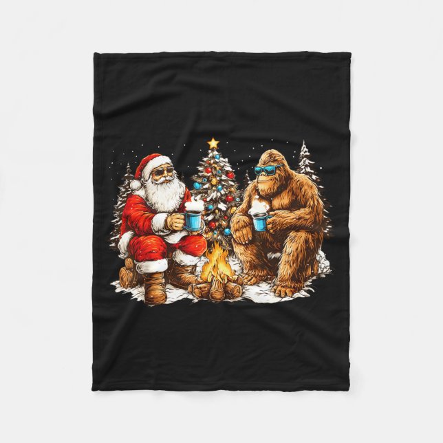 Couverture Polaire Merry Squatchmas Santa Bigfoot Campfire Mens Boys  (Devant)