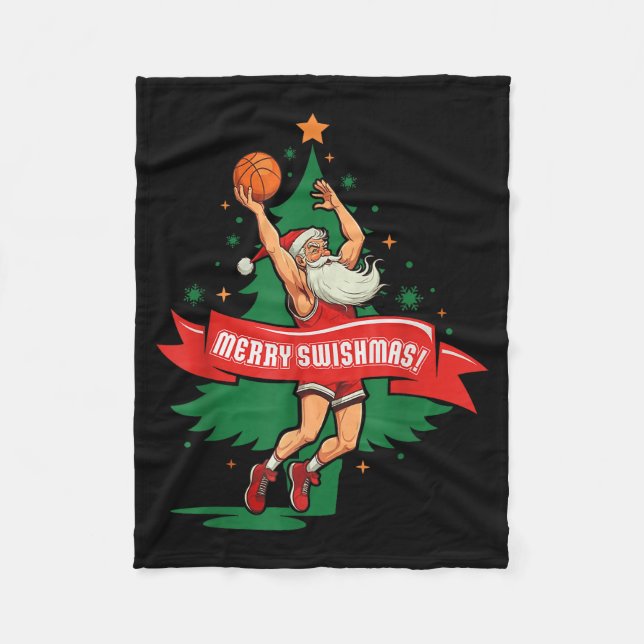 Couverture Polaire Merry Swishmas Basketball Santa Christmas Pajamas  (Devant)