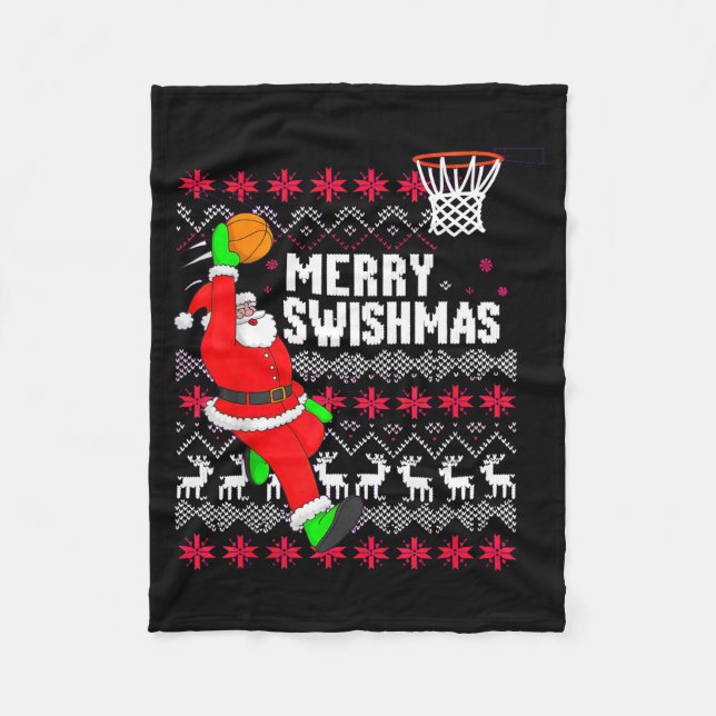 Couverture Polaire Merry Swishmas Basketball Ugly Christmas Xmas  (Devant)