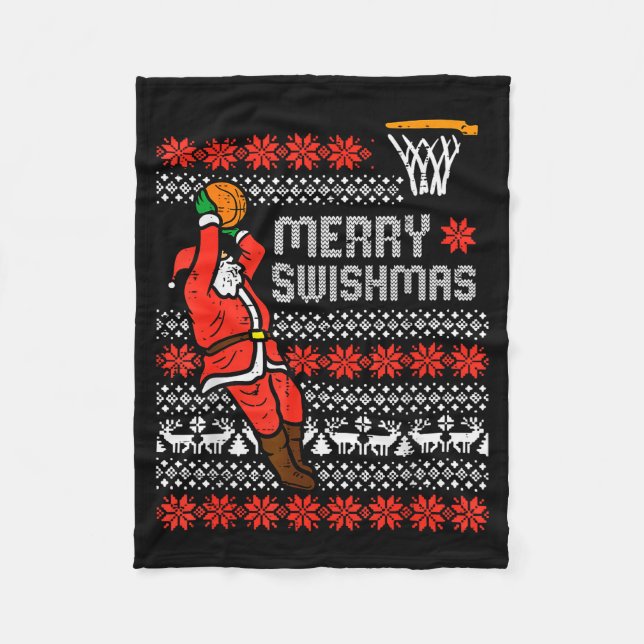 Couverture Polaire Merry Swishmas Basketball Ugly Christmas Xmas Men  (Devant)
