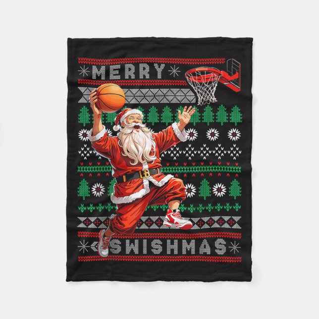 Couverture Polaire Merry Swishmas Basketball Ugly Christmas Xmas Men  (Devant)