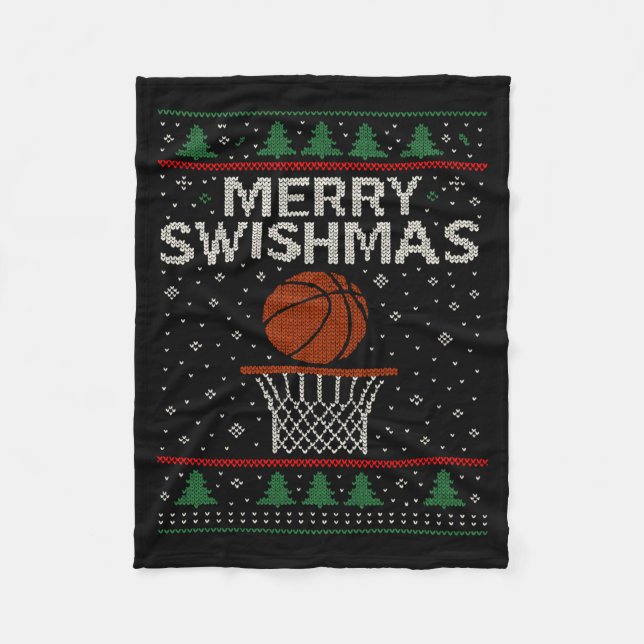 Couverture Polaire Merry Swishmas Ugly Christmas Sweater Basketball J (Devant)