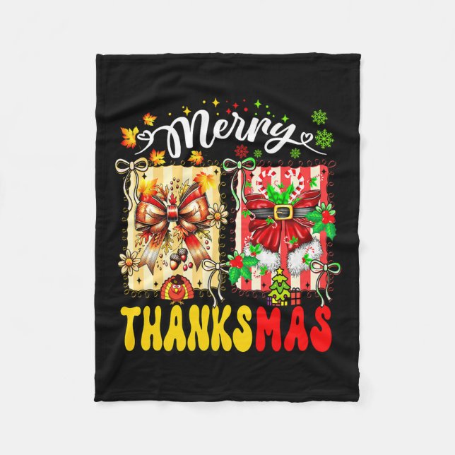 Couverture Polaire Merry Thanksmas Thanksgiving Christmas Coquette Bo (Devant)