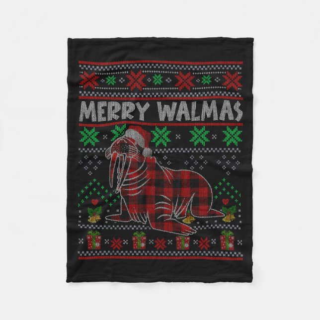 Couverture Polaire Merry Walmas Ugly Christmas Sweater Walrus Sea Ani (Devant)