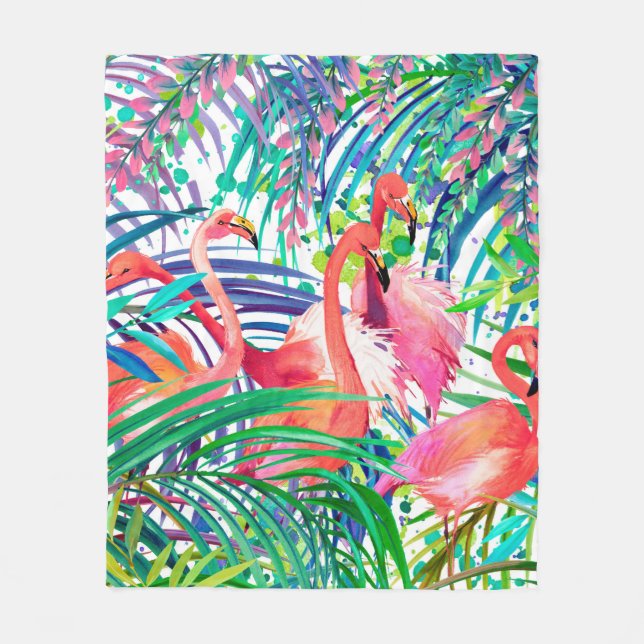 Couverture Polaire Merveilleuse aquarelle flamingo. Afrique (Devant)