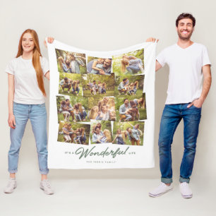 Couverture Polaire Merveilleuse vie 12 photo collage famille