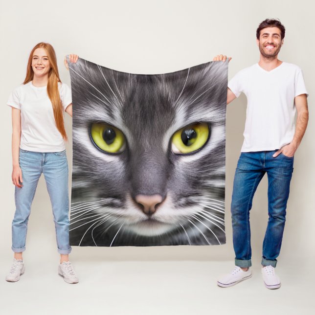 Couverture Polaire Merveilleux portrait de chat (En situation)