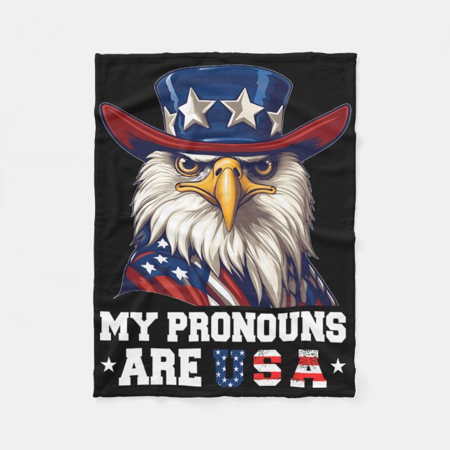 Couverture Polaire Mes Pronounes Sont Usa Funny Eagle 4 Juillet Améri (Devant)
