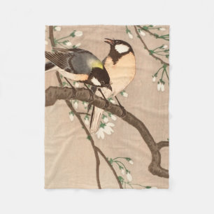 Couverture Polaire Mésange japonaise asiatique Ohara Koson Oiseau Cha