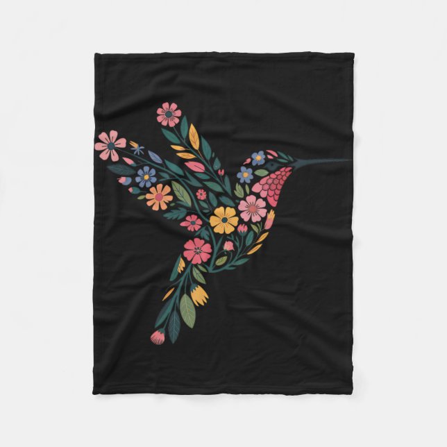 Couverture Polaire Messag caché subtil anti-Trump Floral Hummingbird (Devant)