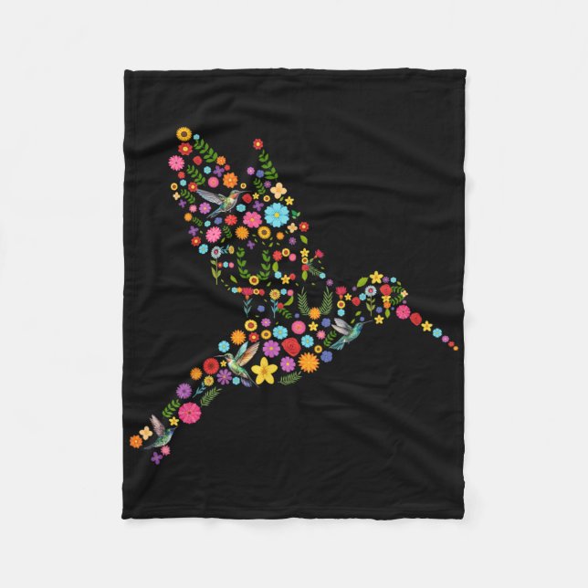 Couverture Polaire Messag caché subtil anti-Trump Floral Hummingbird (Devant)