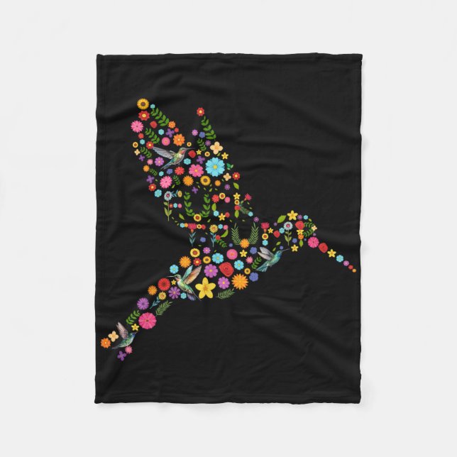 Couverture Polaire Message caché subtil anti-Trump de colibri floral (Devant)