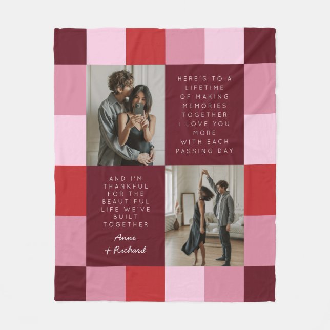 Couverture Polaire Message d'alarme 2 Photos dans Valentines Plaid (Devant)