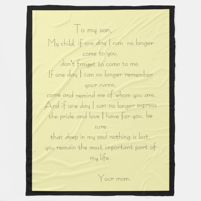 Couverture Polaire Message d'amour de la mère/du fils (Devant)