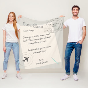 Couverture Polaire Message d'amour personnel de la carte postale